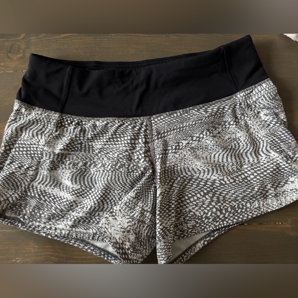 LuluLemon speed up shorts. Grey print.